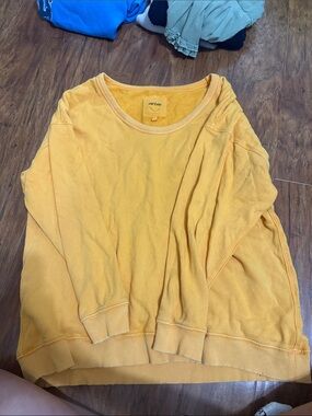 Aerie Yellow Pullover Oversized Crewneck Sweatshirt